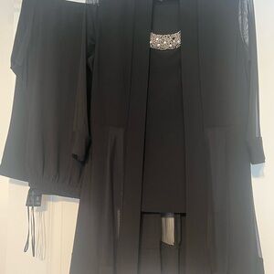 R&M Richards Black Jumpsuit with Sheer Sleeves